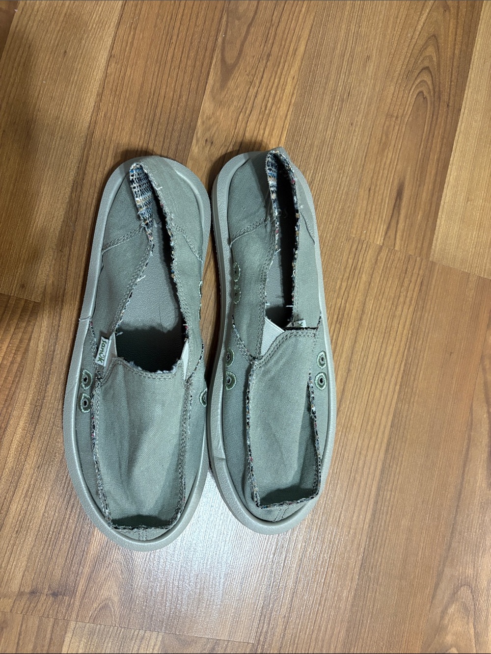 Sanuk Olive Green Slip-On Canvas Loafers for Men